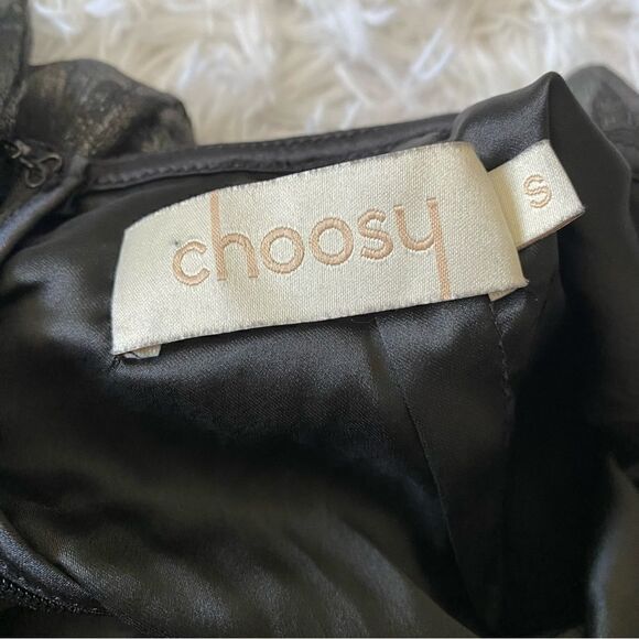 Choosy Gray Metallic A-line Halter Mini Dress with Open Back and Bow Tie Size S - Picture 8 of 10